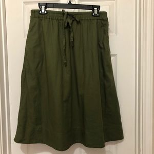 Madewell womens green cotton drawstring lined skirt size large